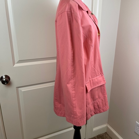 Isaac Mizrahi lightweight Coral Trench Coat L - Picture 3 of 16